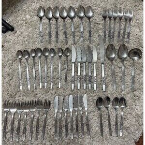 Amefa Stainless Holland Royal Damask Flatware Lot of 48 Forks Spoons Serving